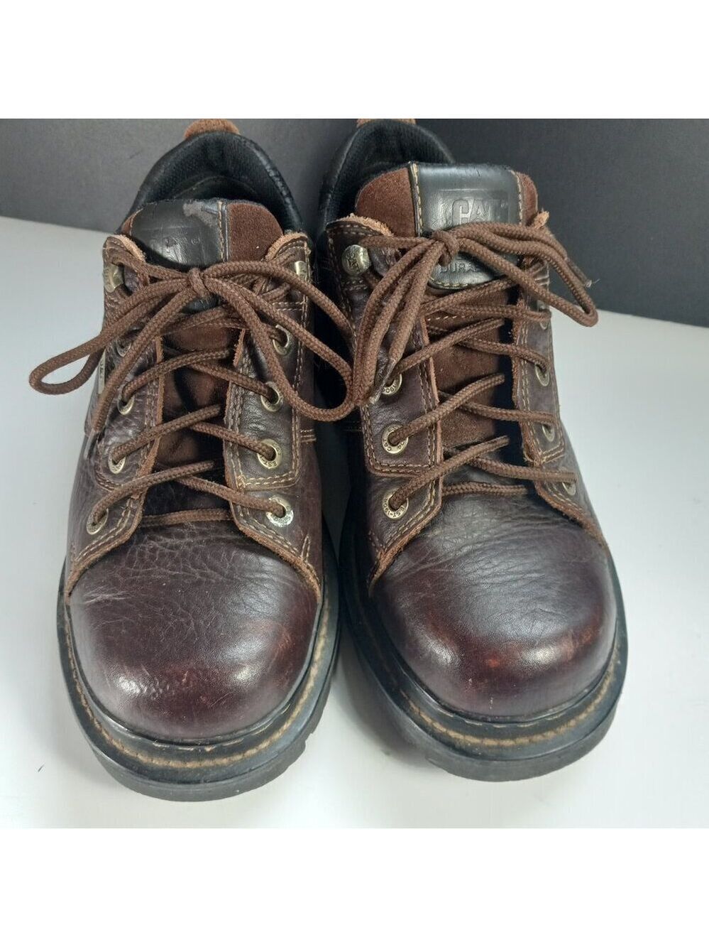 CAT Caterpillar Walking Machines Brown Leather Work Boots Men’s 8 Wide